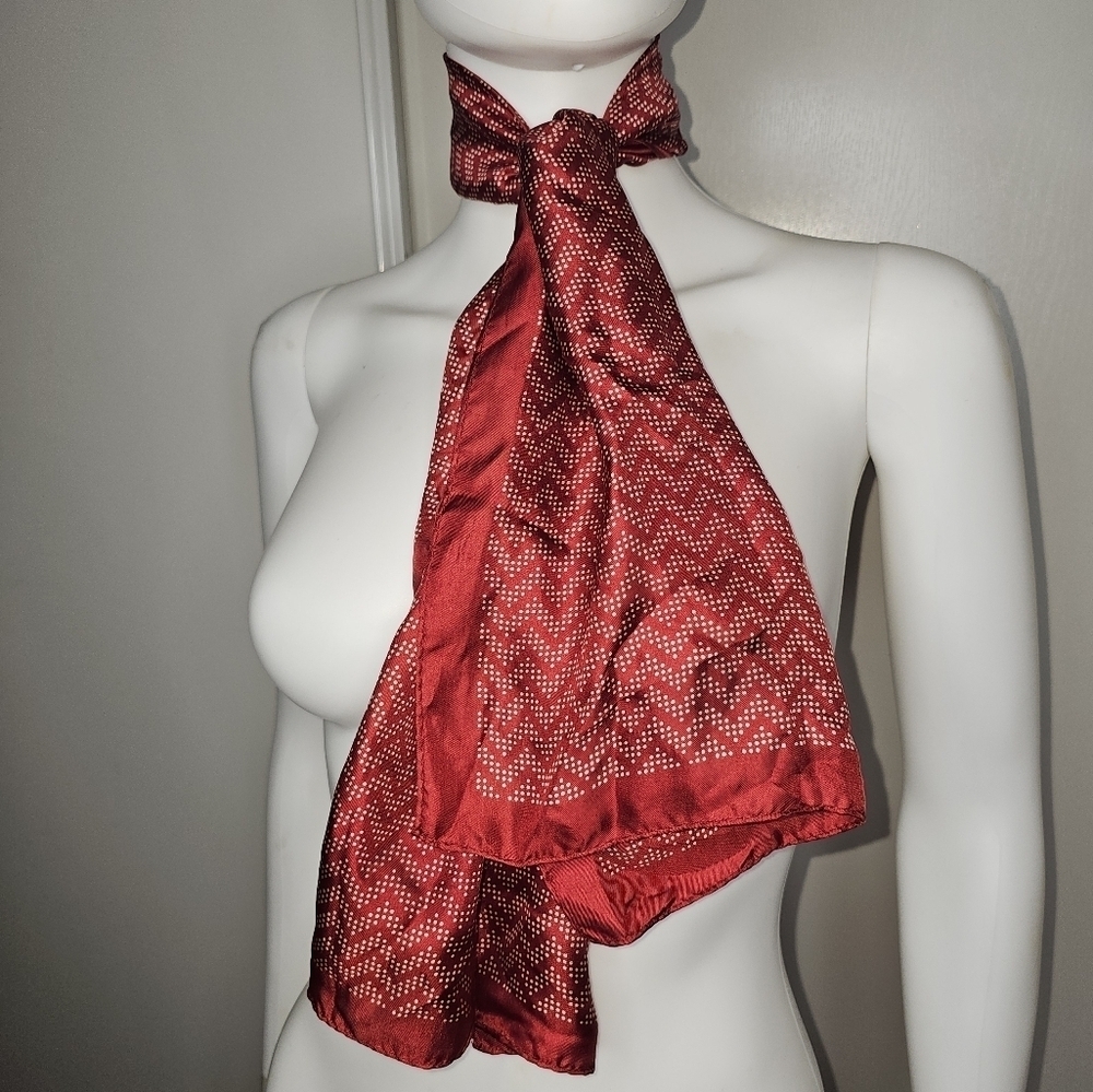 Glentex Made In Japan 100% Silk Red And White Polka Dot Womens Scarf
